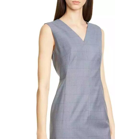 Hugo Boss Dress Sheath Dalanis V Neck Sleeveless Windowpane Check Wool Silk 10 M - Picture 3 of 10